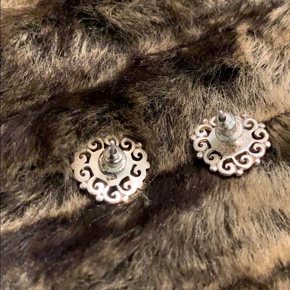 💜💜💜 Onyx heart earrings sterling silver/925 #A101 - Picture 4 of 6